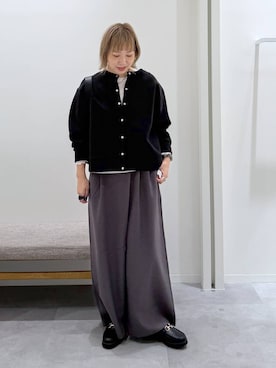 「GLOBAL WORK（グローバルワーク）のチュールフロッキー2WAYプルオーバー/1046122（Tシャツ/カットソー、ベージュ系）」を使った、kusuko1103さん（レディース・163cm）の秋コーディネート