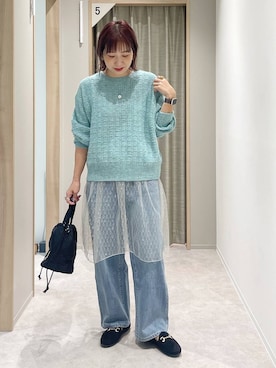 「GLOBAL WORK（グローバルワーク）のGOODデニムバギーパンツ/498388（デニムパンツ）」を使った、kusuko1103さん（レディース・163cm）の秋コーディネート