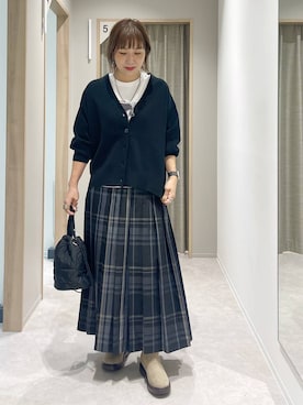 「GLOBAL WORK（グローバルワーク）のUNISEX/ステンレスチェーンネックレス/583411（ネックレス）」を使った、kusuko1103さん（レディース・163cm）の秋コーディネート