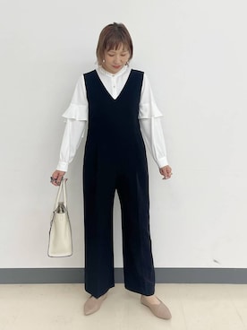「アイテム（つなぎ/オールインワン）」を使った、kusuko1103さん（レディース・163cm）の秋コーディネート