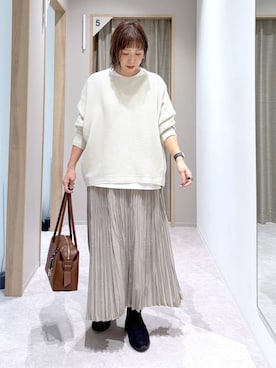 「アイテム（ボストンバッグ、ブラウン系）」を使った、kusuko1103さん（レディース・163cm）の冬コーディネート