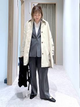 「GLOBAL WORK（グローバルワーク）のアイテム（ステンカラーコート）」を使った、kusuko1103さん（レディース・163cm）の春コーディネート
