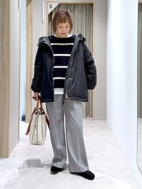 「アイテム（モカシン/デッキシューズ）」を使った、kusuko1103さん（レディース・163cm）の冬コーディネート