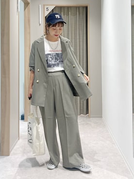 「GLOBAL WORK（グローバルワーク）のリッチクリーンプリントT半袖/147640（Tシャツ/カットソー）」を使った、kusuko1103さん（レディース・163cm・40代）の秋コーディネート