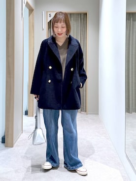 「GLOBAL WORK（グローバルワーク）のアイテム（デニムパンツ）」を使った、kusuko1103さん（レディース・163cm）の冬コーディネート