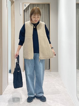 「GLOBAL WORK（グローバルワーク）のGOODデニムバギーパンツ/498388（デニムパンツ）」を使った、kusuko1103さん（レディース・163cm）の秋コーディネート