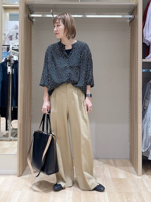 kaz　同梱用 GLOBAL WORK ブラウス シャツ さらさらリラックスギャザー