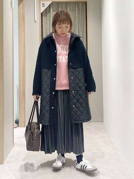 「アイテム（ステンカラーコート）」を使った、kusuko1103さん（レディース・163cm・40代）の冬コーディネート