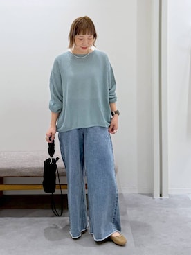 「アイテム（バレエシューズ、ブラウン系）」を使った、kusuko1103さん（レディース・163cm）の夏コーディネート