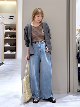 「GLOBAL WORK（グローバルワーク）のステンレスアソートサイズチョーカー/325801（ネックレス、シルバー系）」を使った、kusuko1103さん（レディース・163cm）の春コーディネート