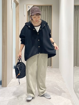 「GLOBAL WORK（グローバルワーク）のGOODデニムバギーパンツ/498388（デニムパンツ）」を使った、kusuko1103さん（レディース・163cm・40代）の秋コーディネート