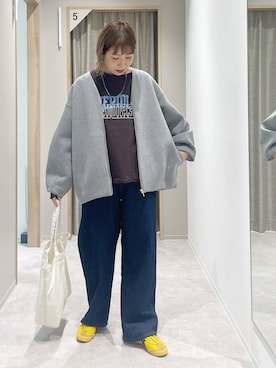 「GLOBAL WORK（グローバルワーク）のGOODデニムバギーパンツ/498388（デニムパンツ）」を使った、kusuko1103さん（レディース・163cm・40代）の秋コーディネート