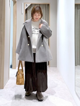 「アイテム（チェスターコート）」を使った、kusuko1103さん（レディース・163cm・40代）の冬コーディネート