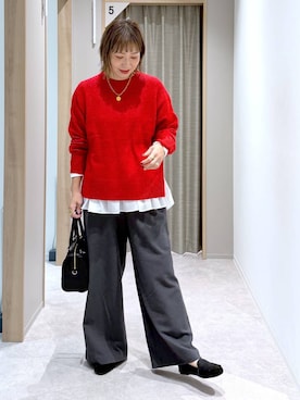 「アイテム（モカシン/デッキシューズ）」を使った、kusuko1103さん（レディース・163cm・40代）の冬コーディネート