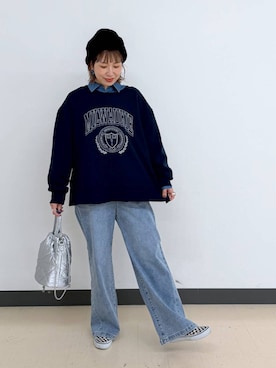 「GLOBAL WORK（グローバルワーク）のアイテム（シャツ/ブラウス）」を使った、kusuko1103さん（レディース・163cm）の冬コーディネート
