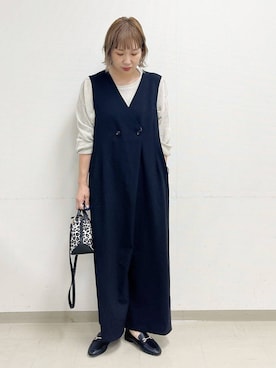 「アイテム（つなぎ/オールインワン）」を使った、kusuko1103さん（レディース・163cm）の秋コーディネート