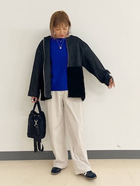 「アイテム（ノーカラージャケット）」を使った、kusuko1103さん（レディース・163cm・40代）の秋コーディネート