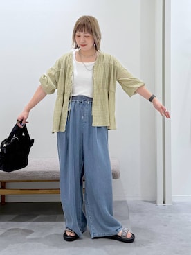 「GLOBAL WORK（グローバルワーク）のステンレス二連ロングネックレス/321096（ネックレス、シルバー系）」を使った、kusuko1103さん（レディース・163cm）の春コーディネート