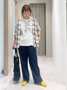 「GLOBAL WORK（グローバルワーク）の推しごとギャザートート/495802（トートバッグ）」を使った、kusuko1103さん（レディース・163cm）の秋コーディネート