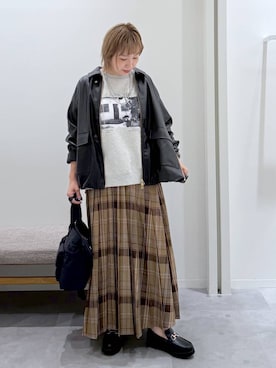 「GLOBAL WORK（グローバルワーク）のパフユーミニトート/1018043（トートバッグ、ブラック系）」を使った、kusuko1103さん（レディース・163cm）の秋コーディネート