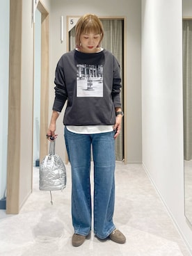 「アイテム（デニムパンツ）」を使った、kusuko1103さん（レディース・163cm・40代）の秋コーディネート