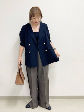 「GLOBAL WORK（グローバルワーク）のアイテム（テーラードジャケット）」を使った、kusuko1103さん（レディース・163cm）の秋コーディネート