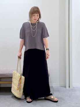 「GLOBAL WORK（グローバルワーク）のアソート三連ネックレス/495430（ネックレス、シルバー系）」を使った、kusuko1103さん（レディース・163cm）の春コーディネート