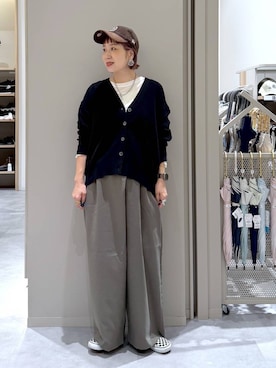 「GLOBAL WORK（グローバルワーク）のチュールフロッキー2WAYプルオーバー/1046122（Tシャツ/カットソー、ベージュ系）」を使った、kusuko1103さん（レディース・163cm）の秋コーディネート