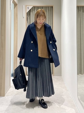 「アイテム（チェスターコート）」を使った、kusuko1103さん（レディース・163cm）の秋コーディネート