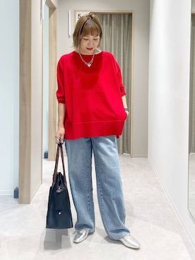 「GLOBAL WORK（グローバルワーク）のGOODデニムバギーパンツ/498388（デニムパンツ）」を使った、kusuko1103さん（レディース・163cm・40代）の秋コーディネート