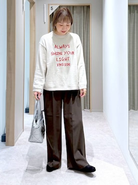 「アイテム（モカシン/デッキシューズ）」を使った、kusuko1103さん（レディース・163cm）の冬コーディネート