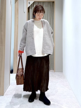 「アイテム（ボストンバッグ）」を使った、kusuko1103さん（レディース・163cm）の冬コーディネート