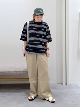 「GLOBAL WORK（グローバルワーク）のアイテム（帽子）」を使った、kusuko1103さん（レディース・163cm）の夏コーディネート