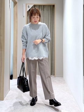 「GLOBAL WORK（グローバルワーク）のふわふわHugmeドルマンプルオーバー/595406（ニット/セーター）」を使った、kusuko1103さん（レディース・163cm）の秋コーディネート