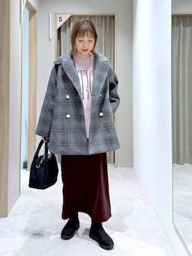 「アイテム（チェスターコート）」を使った、kusuko1103さん（レディース・163cm・40代）の冬コーディネート