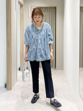 「アイテム（ローファー）」を使った、kusuko1103さん（レディース・163cm・40代）の夏コーディネート