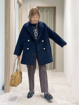 「アイテム（チェスターコート）」を使った、kusuko1103さん（レディース・163cm）の秋コーディネート