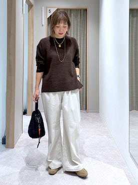 「アイテム（モカシン/デッキシューズ）」を使った、kusuko1103さん（レディース・163cm・40代）の冬コーディネート