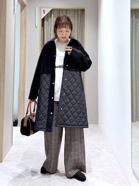 「アイテム（ボストンバッグ）」を使った、kusuko1103さん（レディース・163cm）の冬コーディネート