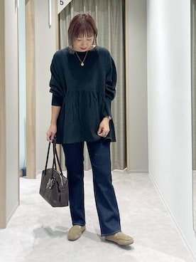 「アイテム（モカシン/デッキシューズ）」を使った、kusuko1103さん（レディース・163cm）の秋コーディネート