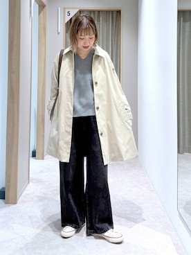 「GLOBAL WORK（グローバルワーク）のアイテム（ステンカラーコート）」を使った、kusuko1103さん（レディース・163cm）の春コーディネート