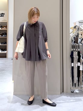 「GLOBAL WORK（グローバルワーク）のらくっション撥水バレエ/135873（バレエシューズ、ブラック系）」を使った、kusuko1103さん（レディース・163cm）の春コーディネート