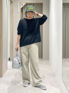 「GLOBAL WORK（グローバルワーク）のGOODデニムバギーパンツ/498388（デニムパンツ）」を使った、kusuko1103さん（レディース・163cm・40代）の秋コーディネート