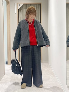 「アイテム（ブルゾン、グレー系）」を使った、kusuko1103さん（レディース・163cm）の秋コーディネート