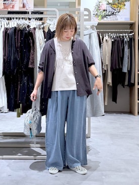 「GLOBAL WORK（グローバルワーク）のステンレス二連ロングネックレス/321096（ネックレス、シルバー系）」を使った、kusuko1103さん（レディース・163cm）の春コーディネート