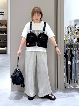 「GLOBAL WORK（グローバルワーク）のリッチクリーンプリントT半袖/636780（Tシャツ/カットソー、ホワイト系）」を使った、kusuko1103さん（レディース・163cm）の夏コーディネート