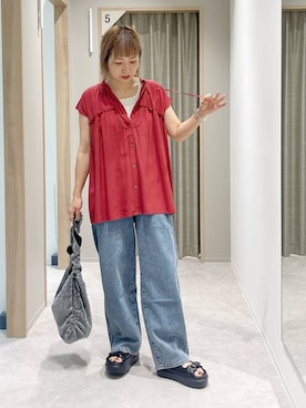 「アイテム（デニムパンツ）」を使った、kusuko1103さん（レディース・163cm・40代）の夏コーディネート