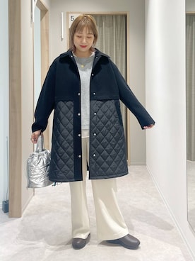 「アイテム（ステンカラーコート）」を使った、kusuko1103さん（レディース・163cm・40代）の秋コーディネート