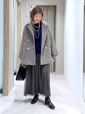 「アイテム（チェスターコート）」を使った、kusuko1103さん（レディース・163cm・40代）の冬コーディネート