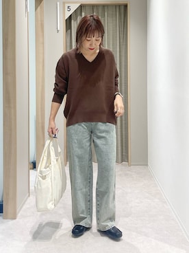 「アイテム（モカシン/デッキシューズ）」を使った、kusuko1103さん（レディース・163cm・40代）の秋コーディネート